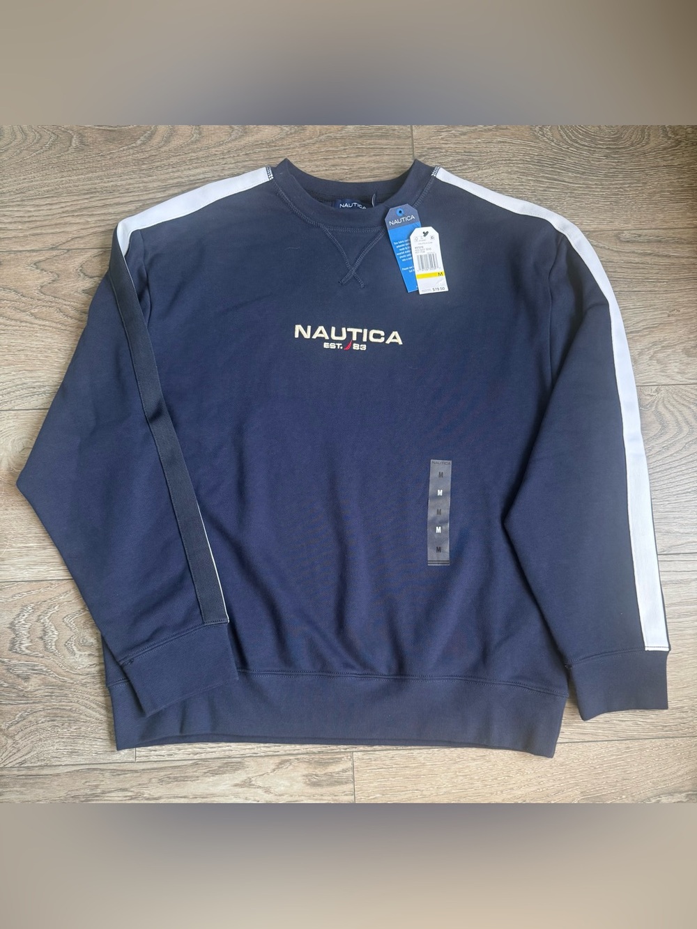 72.  Nautica Men’s Navy Blue Logo Crewneck Sweatshirt Size Medium NWT